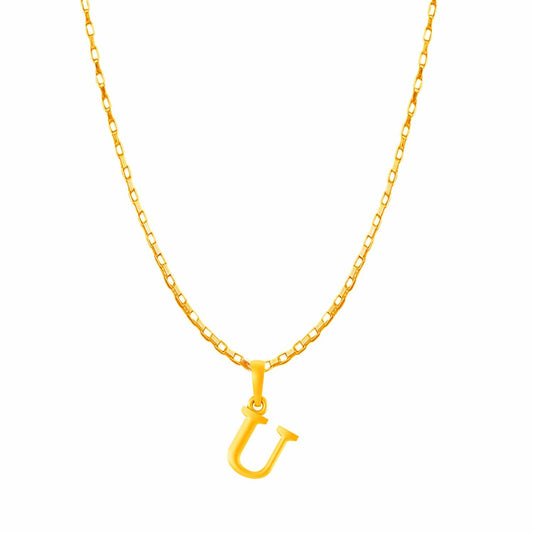 22KT Gold Plated Pure Silver (92.5% purity) precious Name alphabet chain pendant (Locket with Box chain- 22 Inches)