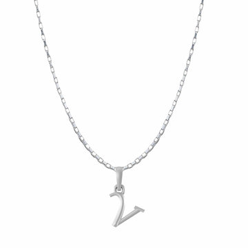 Akshat Sapphire Sterling Silver (92.5% purity) precious Name alphabet chain pendant (Pendnat with Box chain- 22 Inches) pure silver designer alphabet chain locket