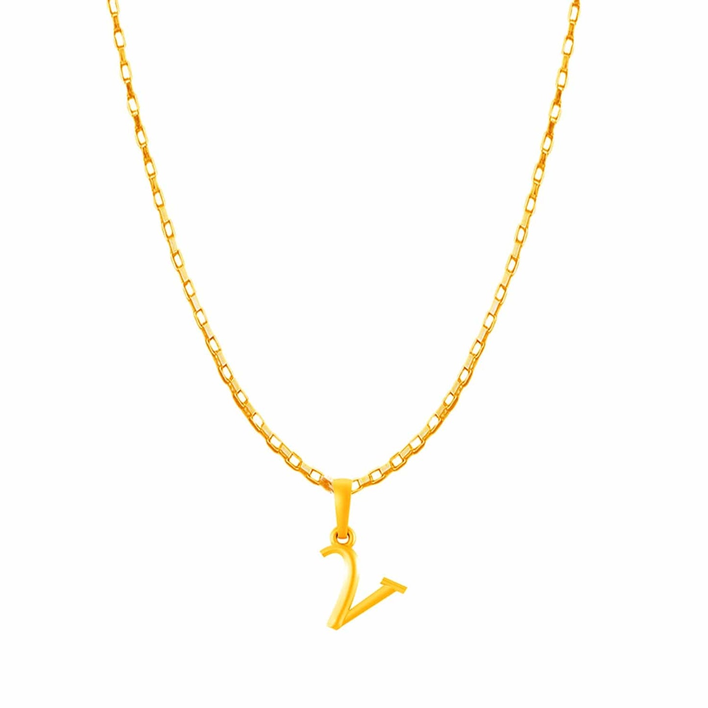 22KT Gold Plated Pure Silver (92.5% purity) precious Name alphabet chain pendant (Locket with Box chain- 22 Inches)