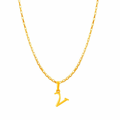 22KT Gold Plated Pure Silver (92.5% purity) precious Name alphabet chain pendant (Locket with Box chain- 22 Inches)