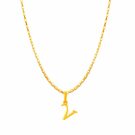 22KT Gold Plated Pure Silver (92.5% purity) precious Name alphabet chain pendant (Locket with Box chain- 22 Inches)