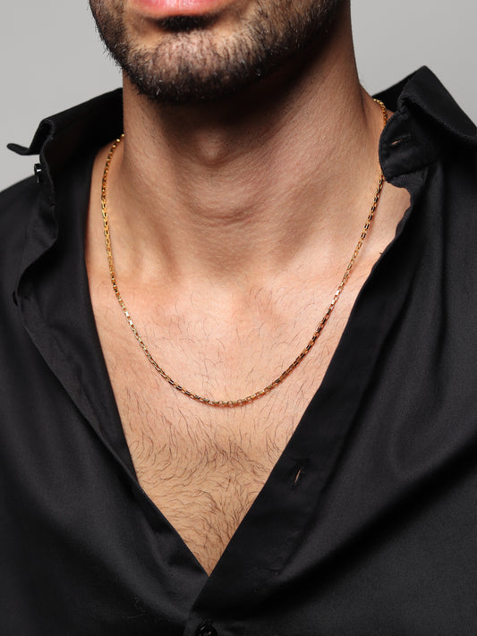 22  CT Gold Plated Silver (92.5% purity) Italian Box chain (22 inches) for Men, Boys Girls and Women