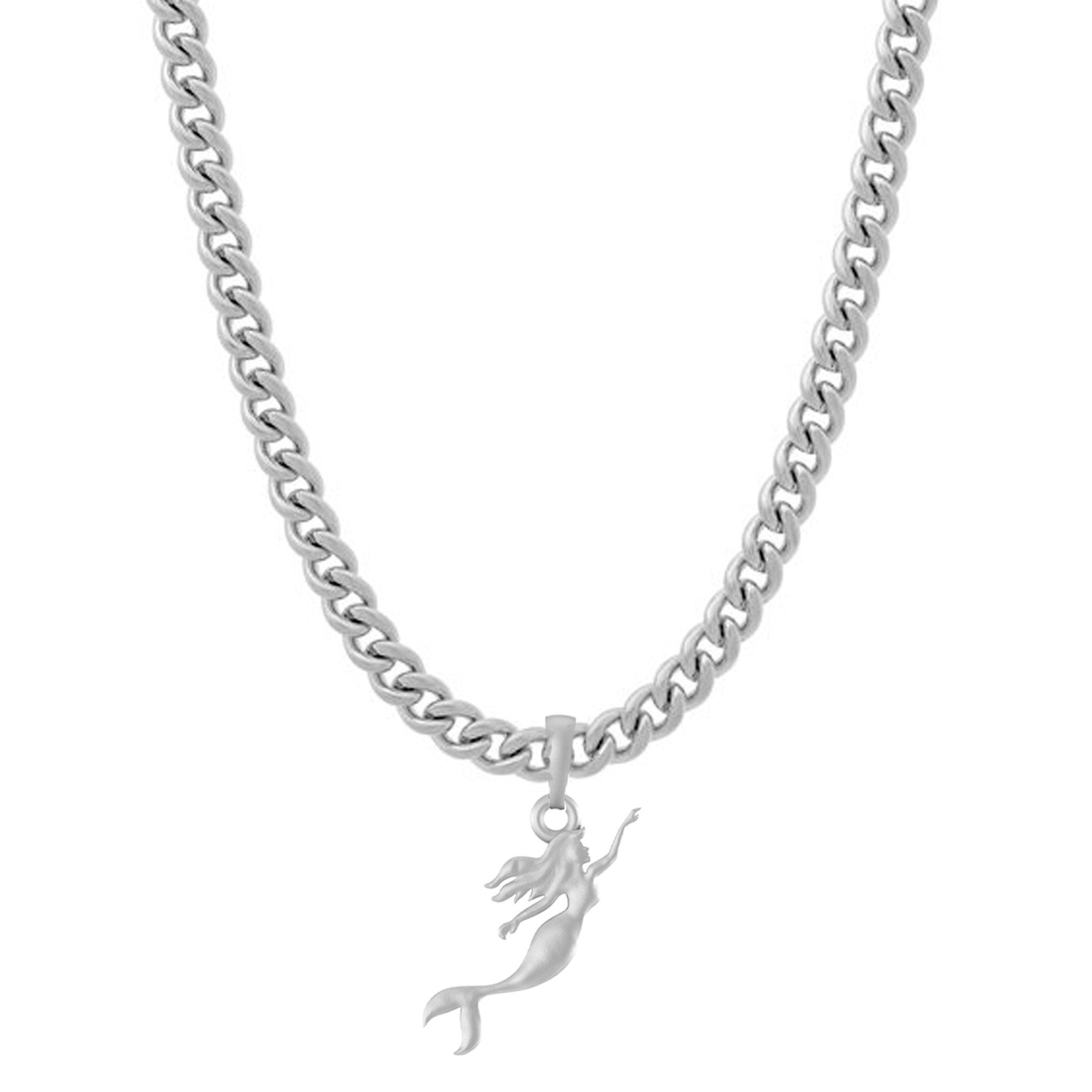 Akshat Sapphire Sterling Silver (92.5% purity) ambitious and Stylish divine Mermaid Chain Pendant  (Pendant with Curb Chain-22 inches) for Men & Women Pure Silver Fashionable and gorgeous Mermaid Chain Locket for Happiness and joy