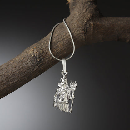 God Shiva Pure Silver 92.5% purity Chain pendant by Shiva Pendant (Pendant with Curb Chain-22 inches)