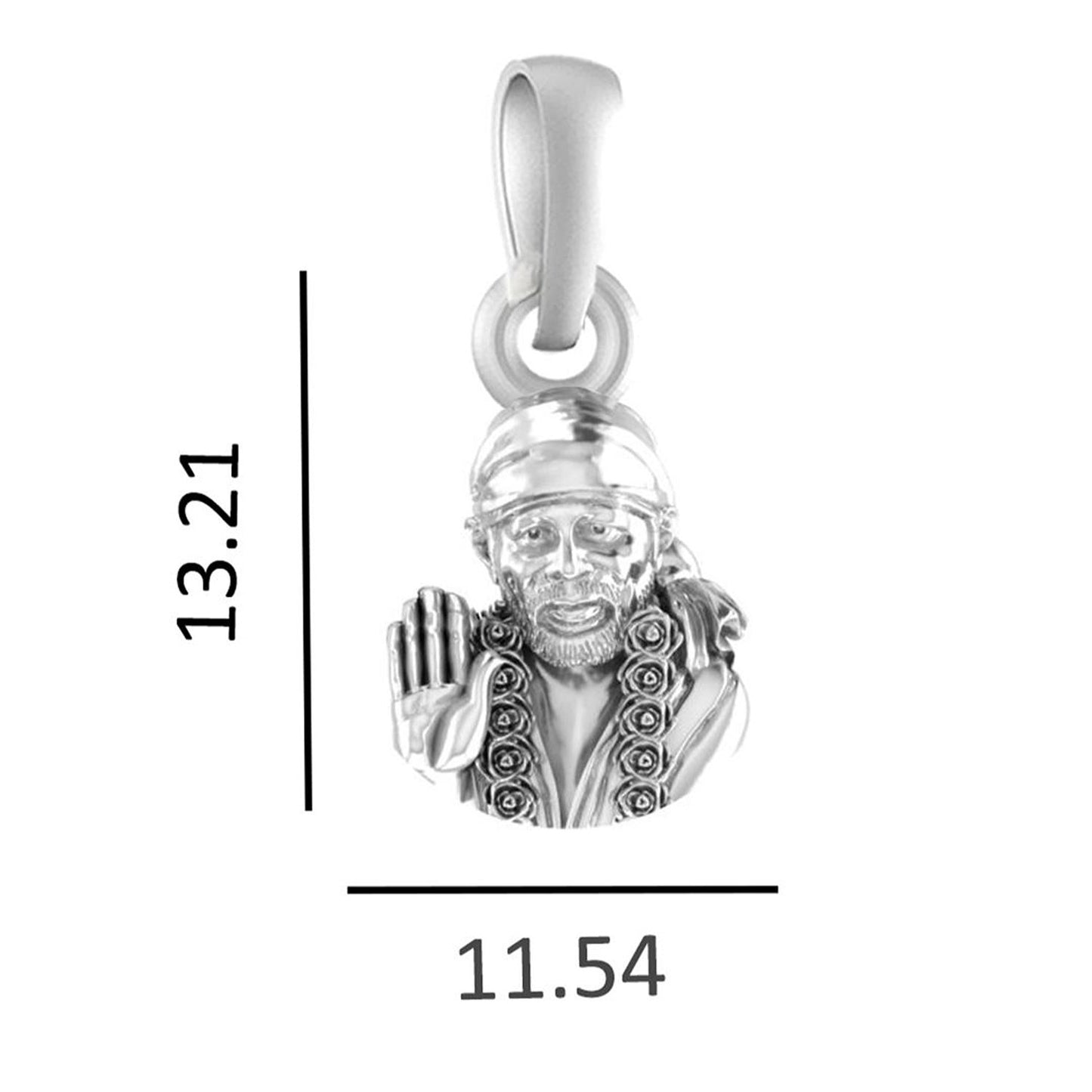 AKSHAT SAPPHIRE Sterling Silver (Silver with 92.5% purity) God Shree Sai Baba chain Pendant (Pendant with Curb Chain-22 inches) for Men & Women Pure Sterling Silver Lord Sai Baba chain Locket For Good Wealth & Health