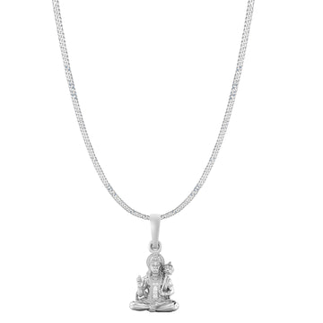 God Hanuman Chain Pendant (Pendant with Curb Chain- 22 inches) for Men & Women Pure Silver Lord bajrang bali Chain Locket for Good Health & Wealth