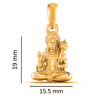 22KT Gold Plated God Hanuman/Bajrang Bali Chain Pendant (Locket with Curb Chain- 22 inches) for Men & Women