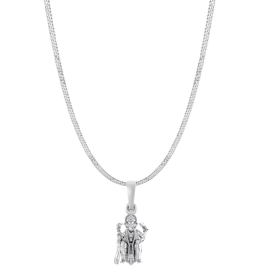 Akshat Sapphire Sterling Silver (92.5% purity) God Ganesha Chain Pendant (Pendant with Curb Chain-22 inches) for Men & Women Pure Silver Lord Ganapathy Chain Locket for Good Health & Wealth