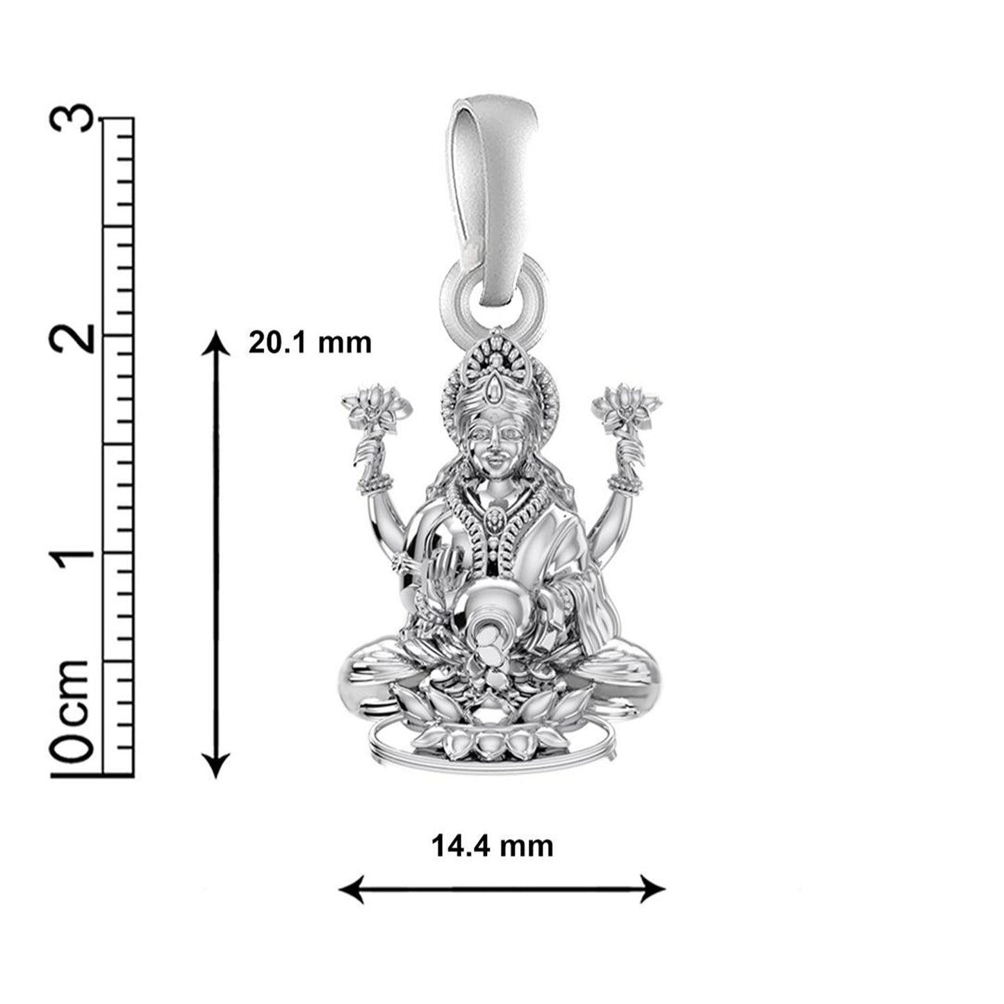 Akshat Sapphire Sterling Silver (92.5% purity) Goddess Laxmi Ji Chain Pendant (Pendant with Curb Chain-22 inches) for Men & Women Pure Silver Lord Laxmi Ji Chain Locket for Health & Wealth