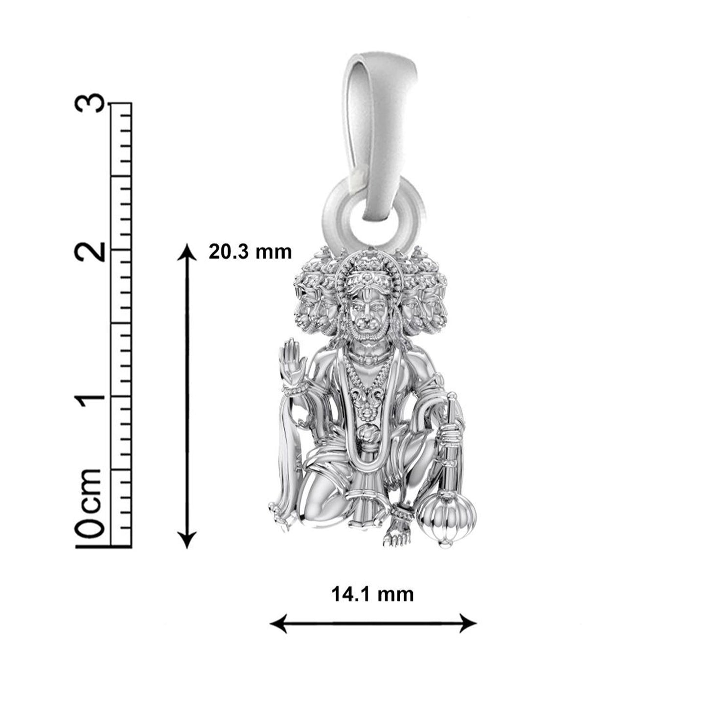 Akshat Sapphire Sterling Silver (92.5% purity) God Panchmukhi Hanuman Chain Pendant (Pendant with Curb Chain- 22 inches) for Men & Women Pure Silver Lord Panchmukhi Hanuman Chain Locket for Good Health & Wealth