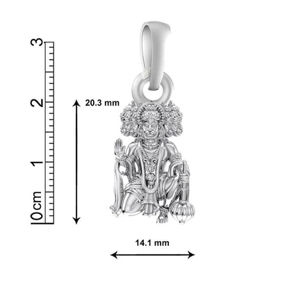 Akshat Sapphire Sterling Silver (92.5% purity) God Panchmukhi Hanuman Chain Pendant (Pendant with Curb Chain- 22 inches) for Men & Women Pure Silver Lord Panchmukhi Hanuman Chain Locket for Good Health & Wealth