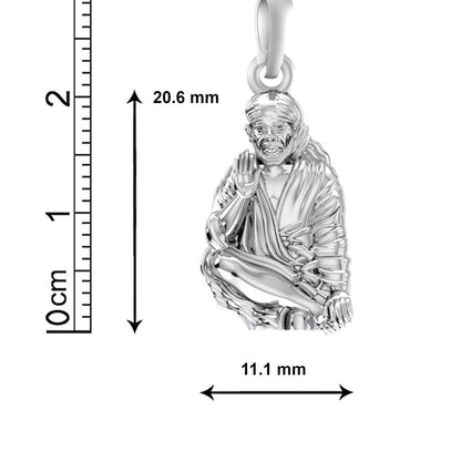 AKSHAT SAPPHIRE Sterling Silver (Silver with 92.5% purity) God Shree Sai Baba chain Pendant (Pendant with Curb Chain-22 inches) for Men & Women Pure Sterling Silver Lord Sai Baba chain Locket For Good Wealth & Health