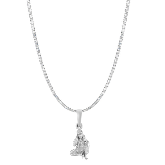 AKSHAT SAPPHIRE Sterling Silver (Silver with 92.5% purity) God Shree Sai Baba chain Pendant (Pendant with Curb Chain-22 inches) for Men & Women Pure Sterling Silver Lord Sai Baba chain Locket For Good Wealth & Health
