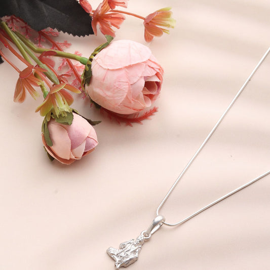 AKSHAT SAPPHIRE Sterling Silver (Silver with 92.5% purity) God Shree Sai Baba chain Pendant (Pendant with Curb Chain-22 inches) for Men & Women Pure Sterling Silver Lord Sai Baba chain Locket For Good Wealth & Health
