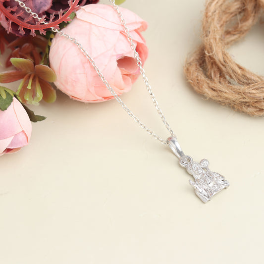 God Hanuman Chain Pendant (Pendant with Curb Chain- 22 inches) for Men & Women Pure Silver Lord bajrang bali Chain Locket for Good Health & Wealth