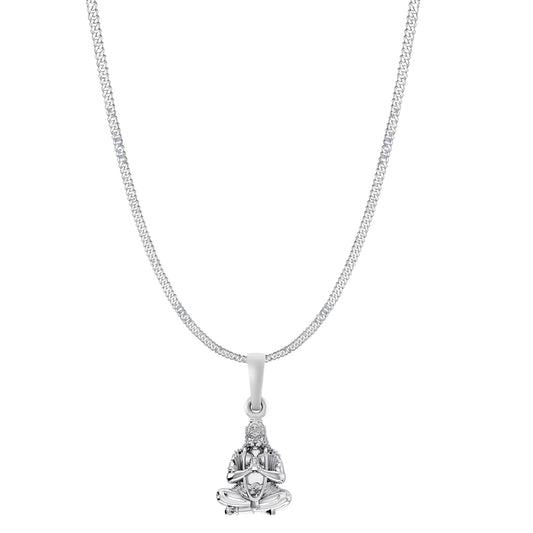 God Hanuman Chain Pendant (Pendant with Curb Chain- 22 inches) for Men & Women Pure Silver Lord bajrang bali Chain Locket for Good Health & Wealth