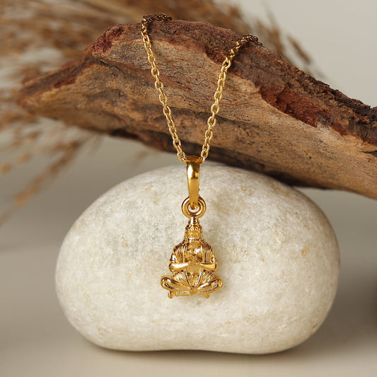 22KT Gold Plated God Hanuman/Bajrang Bali Chain Pendant (Locket with Curb Chain- 22 inches) for Men & Women