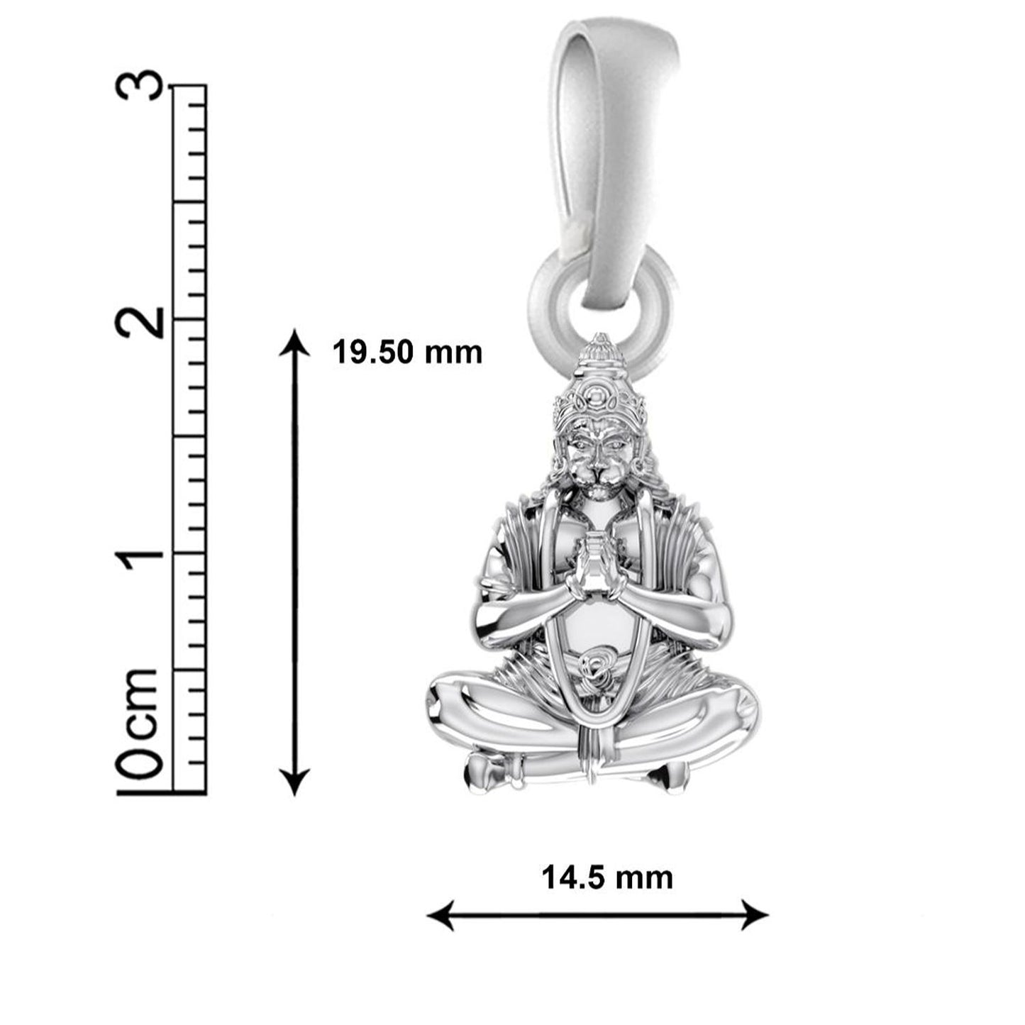 God Hanuman Chain Pendant (Pendant with Curb Chain- 22 inches) for Men & Women Pure Silver Lord bajrang bali Chain Locket for Good Health & Wealth