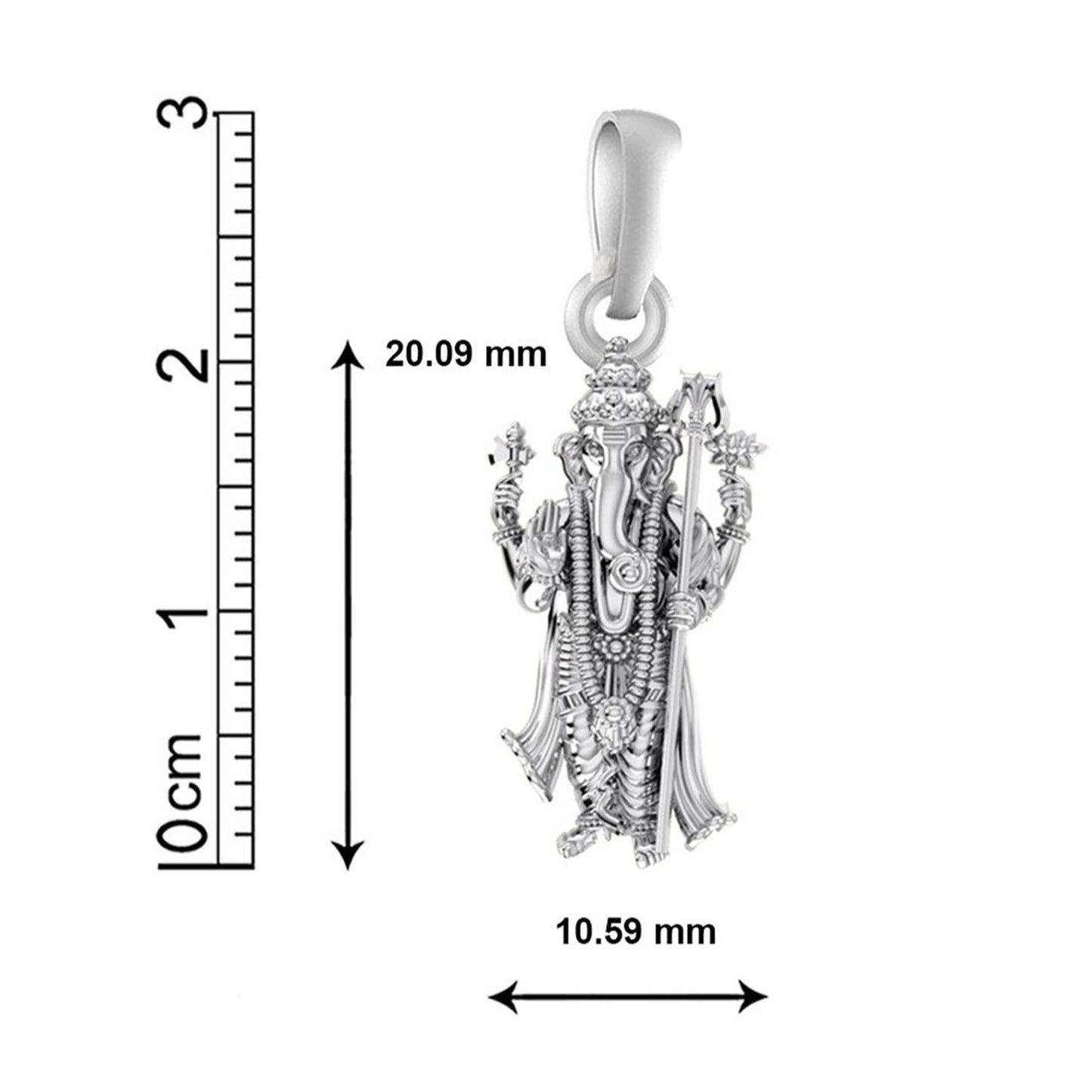 Akshat Sapphire Sterling Silver (92.5% purity) God Ganesha Chain Pendant (Pendant with Curb Chain-22 inches) for Men & Women Pure Silver Lord Ganapathy Chain Locket for Good Health & Wealth