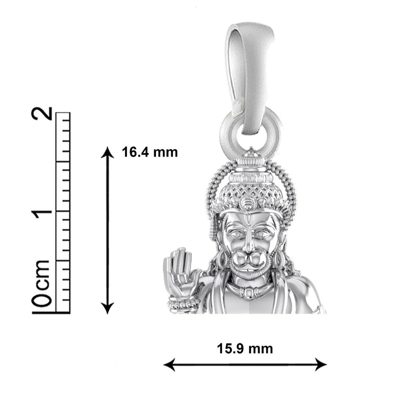 God Hanuman Chain Pendant (Pendant with Curb Chain- 22 inches) for Men & Women Pure Silver Lord bajrang bali Chain Locket for Good Health & Wealth