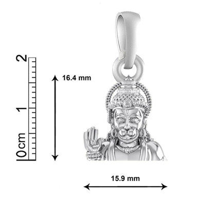 God Hanuman Chain Pendant (Pendant with Curb Chain- 22 inches) for Men & Women Pure Silver Lord bajrang bali Chain Locket for Good Health & Wealth