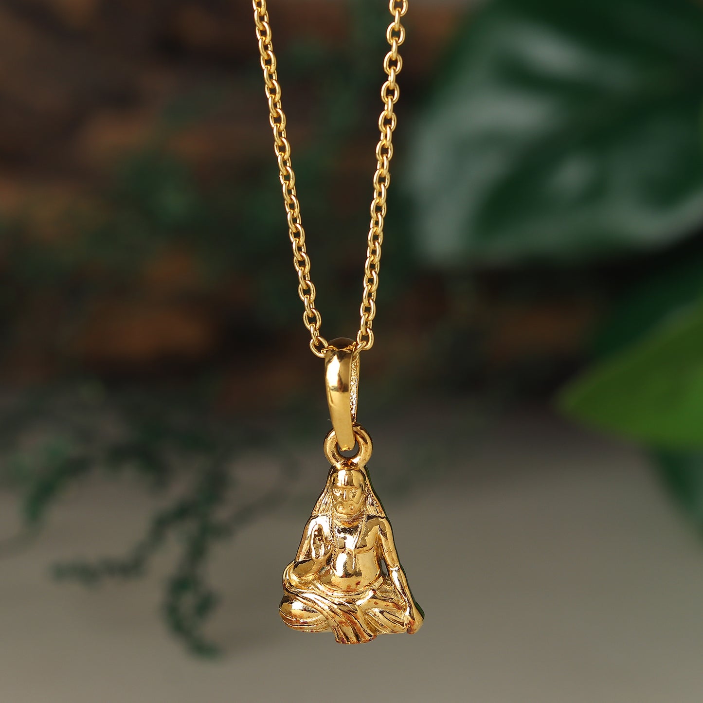 22KT Gold Plated Sterling Silver (92.5% Purity) Pure Silver Spiritual Raghavendra Swamy (Locket with Curb Chain-22 inches) for Men & Women