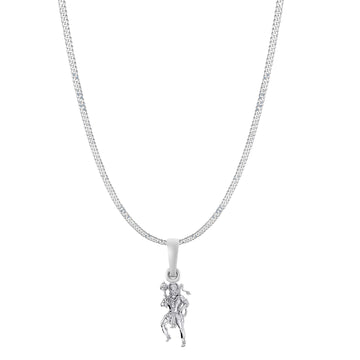 God Hanuman Chain Pendant (Pendant with Curb Chain- 22 inches) for Men & Women Pure Silver Lord bajrang bali Chain Locket for Good Health & Wealth