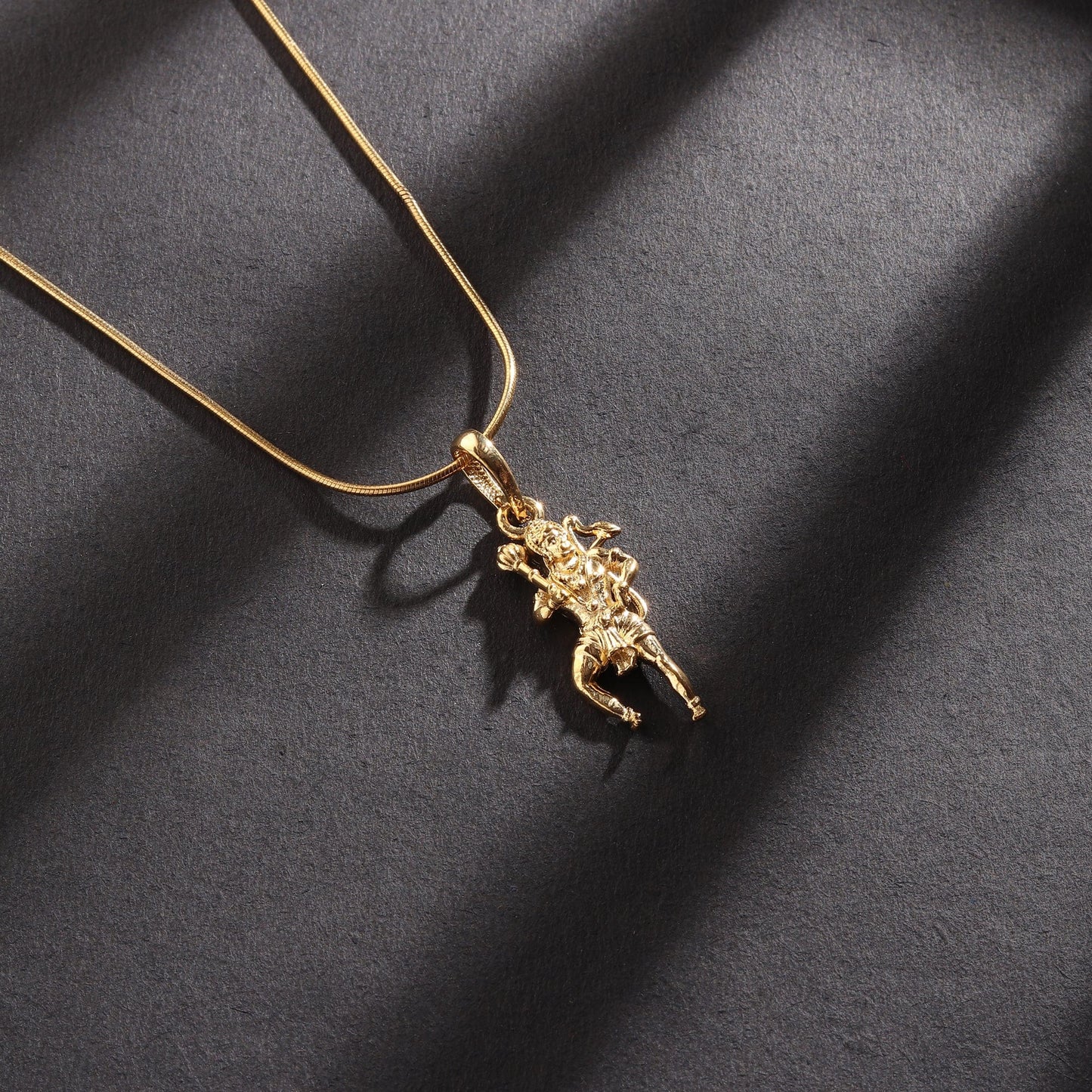 22KT Gold Plated God Hanuman/Bajrang Bali Chain Pendant (Locket with Curb Chain- 22 inches) for Men & Women