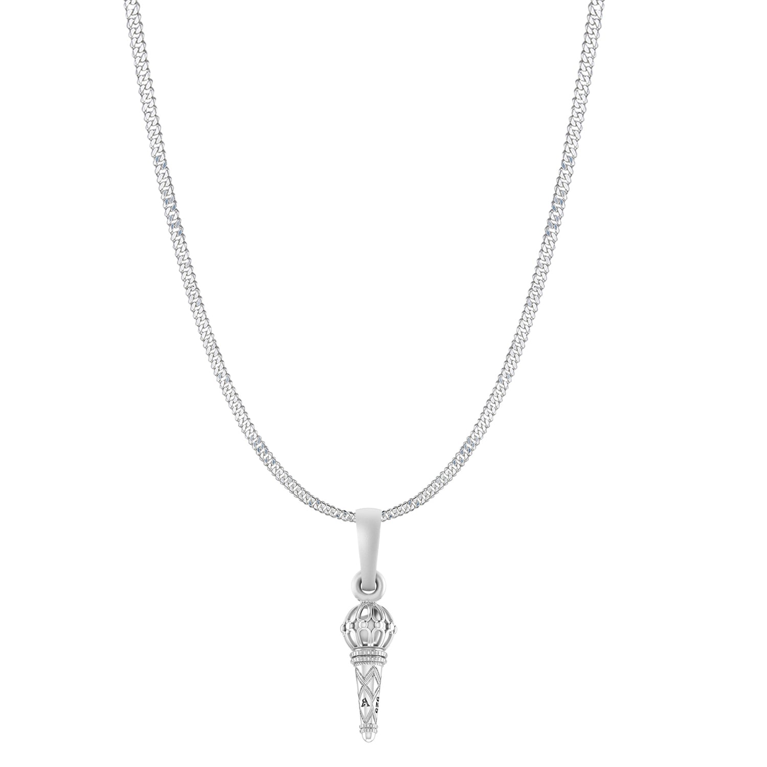 Akshat Sapphire Sterling Silver (92.5% purity) God Hanuman Gada Chain Pendant (Pendant with Curb Chain- 22 inches) for Men & Women Pure Silver Lord Bajrang Bali Gada Chain Locket