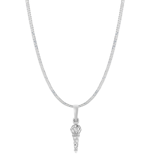 Akshat Sapphire Sterling Silver (92.5% purity) God Hanuman Gada Chain Pendant (Pendant with Curb Chain- 22 inches) for Men & Women Pure Silver Lord Bajrang Bali Gada Chain Locket