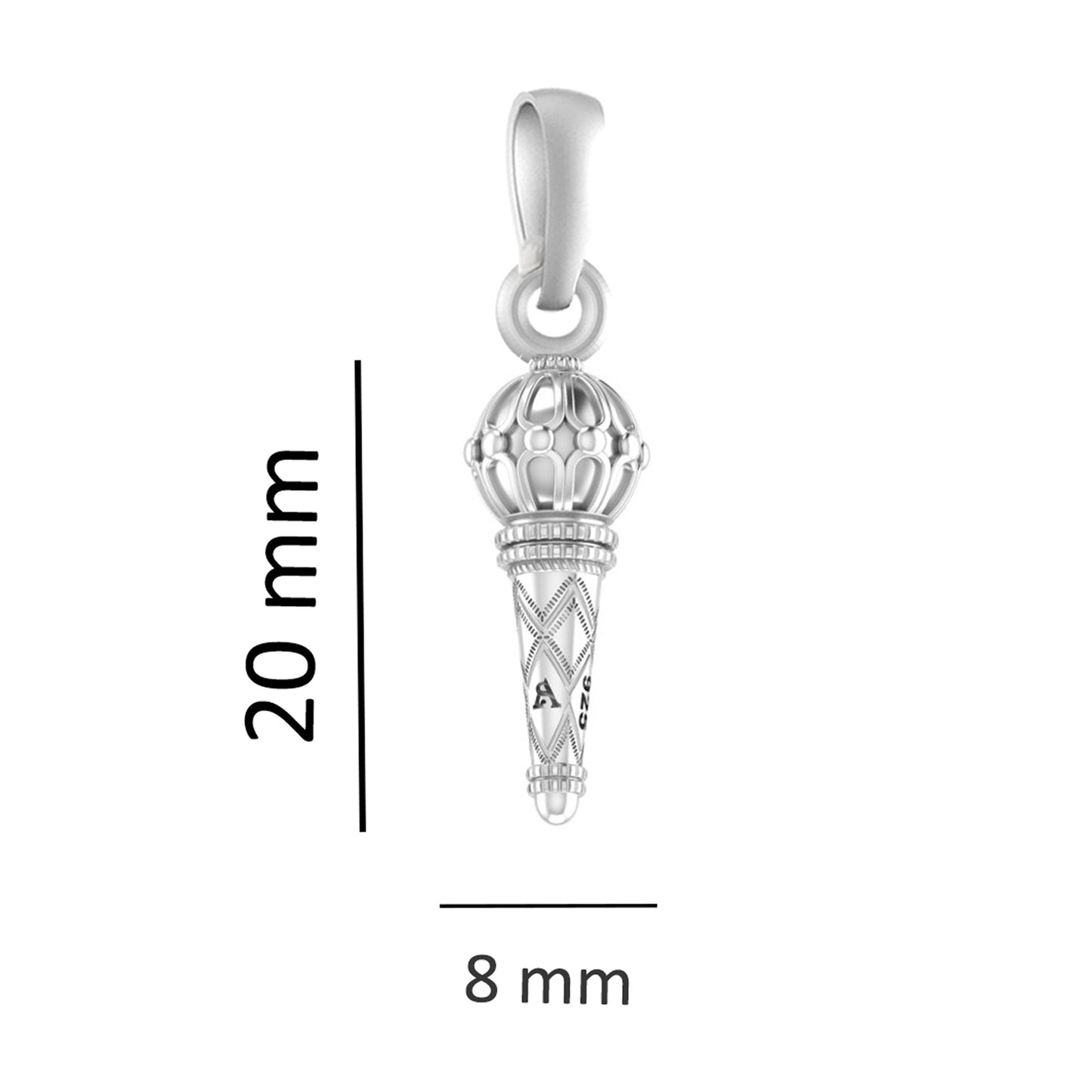 Akshat Sapphire Sterling Silver (92.5% purity) God Hanuman Gada Chain Pendant (Pendant with Curb Chain- 22 inches) for Men & Women Pure Silver Lord Bajrang Bali Gada Chain Locket