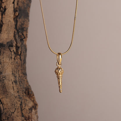 22KT Gold Plated Sterling Silver (92.5% Purity) Pure Silver God Hanuman/Bajrang Bali Gada Chain Pendant (Locket with Curb Chain- 22 inches) for Men