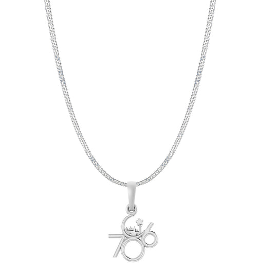 Religious and lucky 786 Chain Pendant (Pendant with Curb Chain-22 inches) for Men and women Pure Silver Muslim spiritual 786 Chain Locket for Good Luck, Health & Wealth