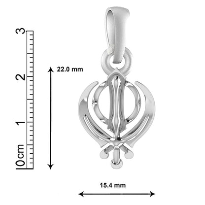 Sterling Silver (92.5% Purity) Pure Silver Sikh Khanda Symbol chain Pendant (Locket with Curb Chain-22 inches) for Men and Women