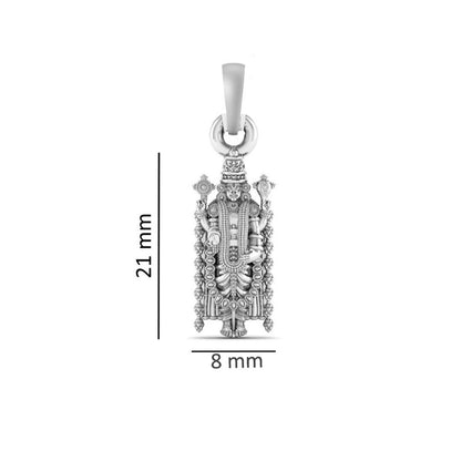 Akshat Sapphire Sterling Silver (92.5% purity) God Tirupati Bala Ji Chain Pendant (Pendant with Curb Chain-22 inches) for Men & Women Pure Silver Lord Bala Ji Chain Locket for Good Health & Wealth