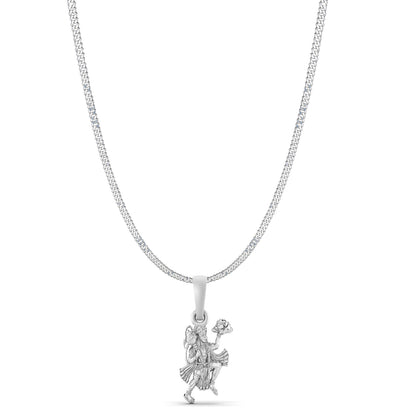 God Hanuman Chain Pendant (Pendant with Curb Chain- 22 inches) for Men & Women Pure Silver Lord bajrang bali Chain Locket for Good Health & Wealth