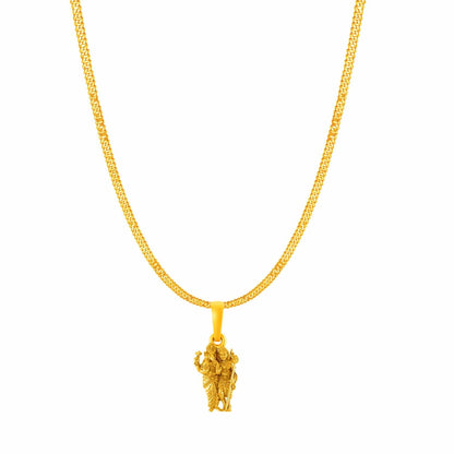 Akhsat Sapphire 22KT Gold Plated  Sterling Silver (92.5% purity) God Ganesh kartikeya Brother Chain Pendant (Pendant with Curb Chain-22 inches) for Men & Women Pure Silver Lord Ganapathy Murugan Chain Locket for Good Health & Wealth