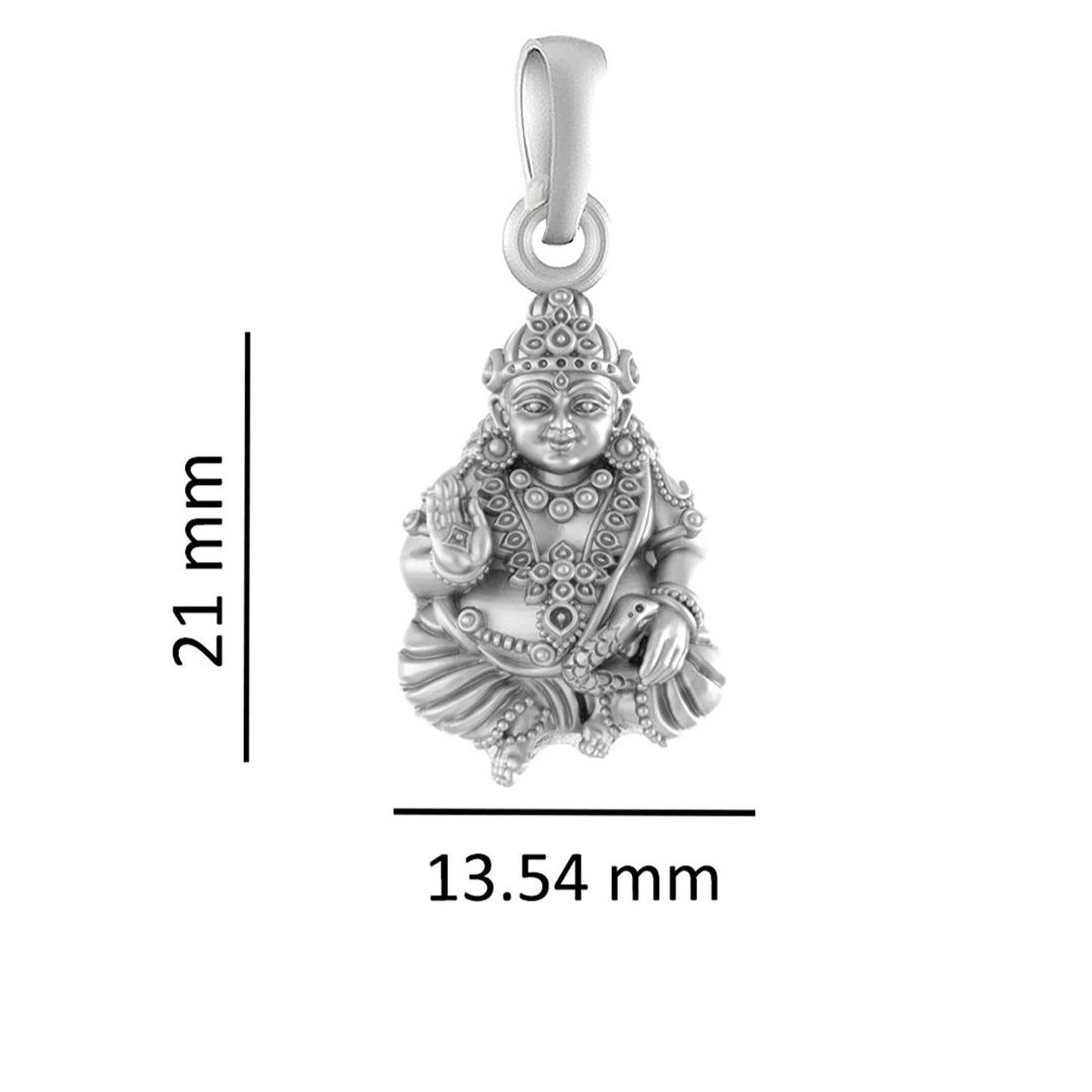 Akshat Sapphire Sterling Silver (92.5% purity) God Kuber Chain Pendant (Pendant with Curb Chain-22 inches) for Men & Women Pure Silver Lord Kubera Chain Locket for Good Health & Wealth