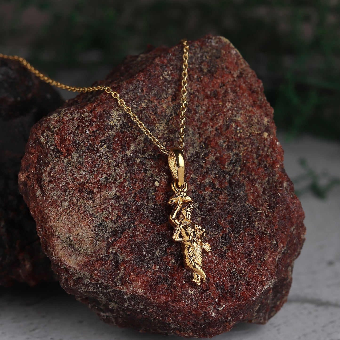 22KT Gold Plated Sterling Silver (92.5% Purity) Pure Silver God Krishna Chain Pendant (Locket with Curb Chain-22 inches) for Men & Women