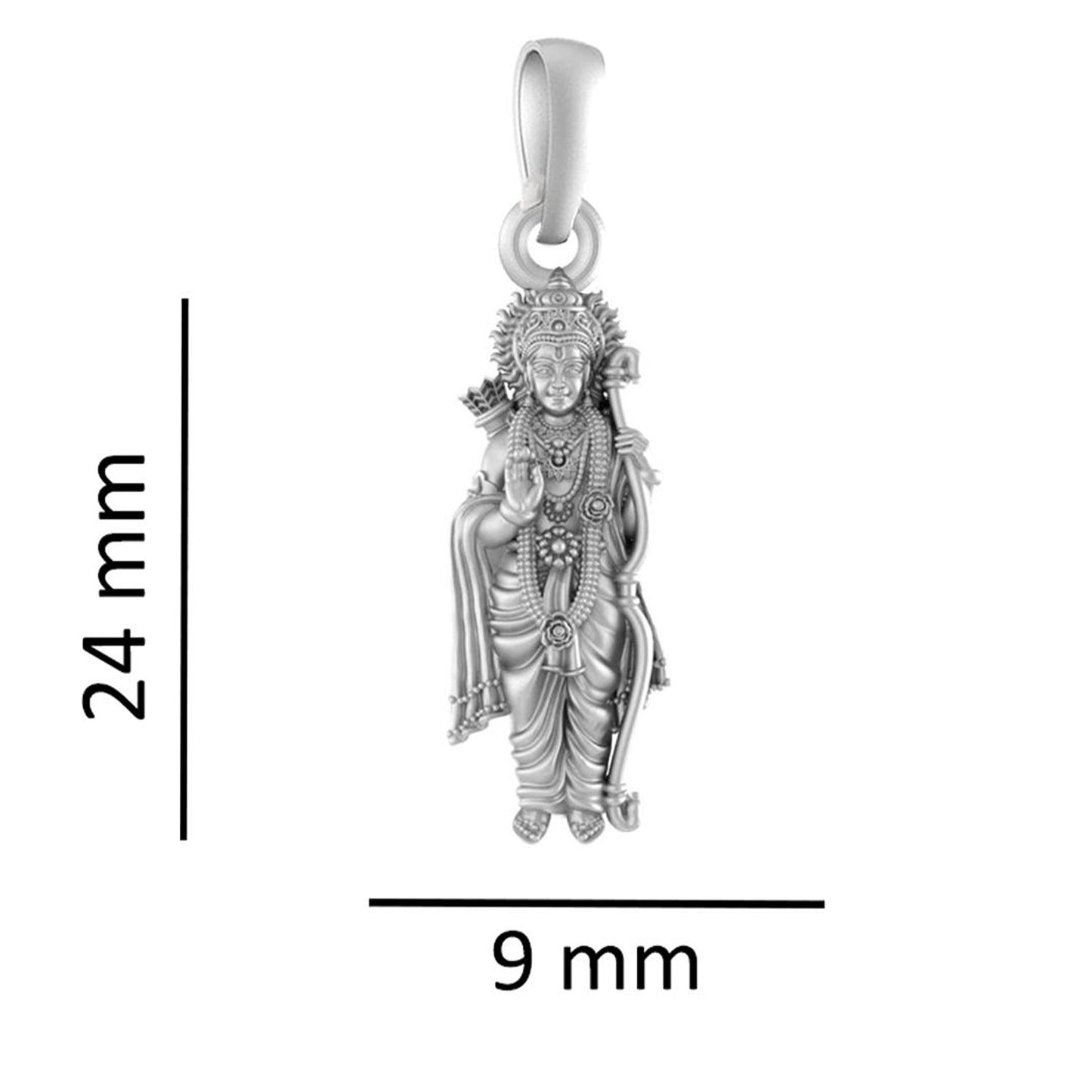 Akshat Sapphire Sterling Silver (92.5% purity) God Ram Ji chain Pendant (Pendant with Curb Chain-22 inches) for Men & Women Pure Silver Bhagwan Shri Ram Locket for Good Health & Wealth
