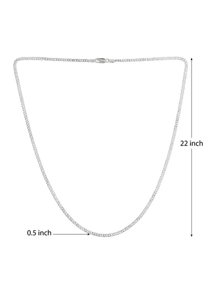 Sterling Silver (92.5% purity) Italian Curb chain (22 inches) for Men, Boys Girls and Women