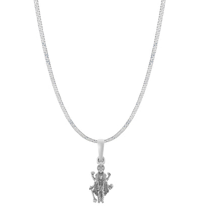 Akshat Sapphire Sterling Silver (92.5% purity) Vishnu ji chain pendant (Pendant with Curb Chain-22 inches) for Men and women, God vishnu chain Locket for Good Luck, Health & Wealth