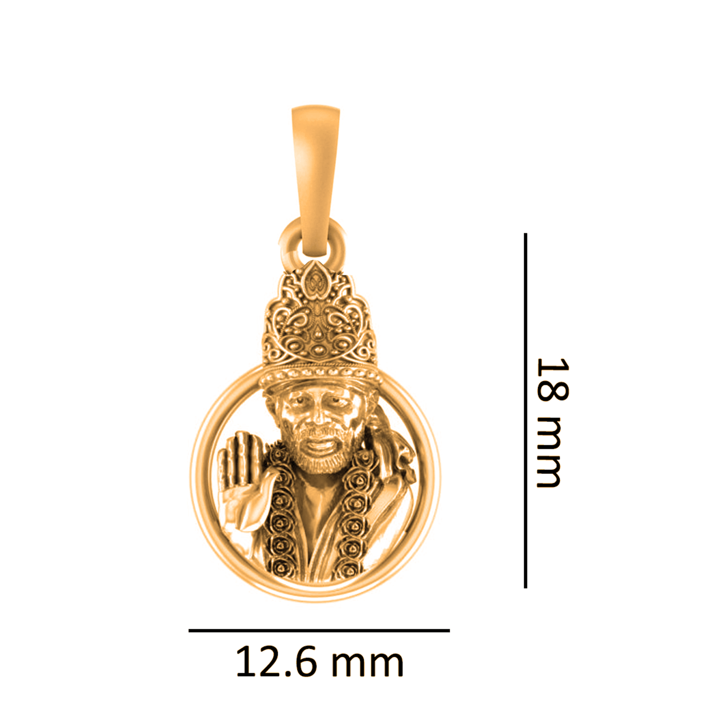 22KT Gold Plated Sterling Silver (92.5% Purity) Pure Silver God Shree Sai Baba chain Pendant (Locket with Curb Chain-22 inches) for Men & Women