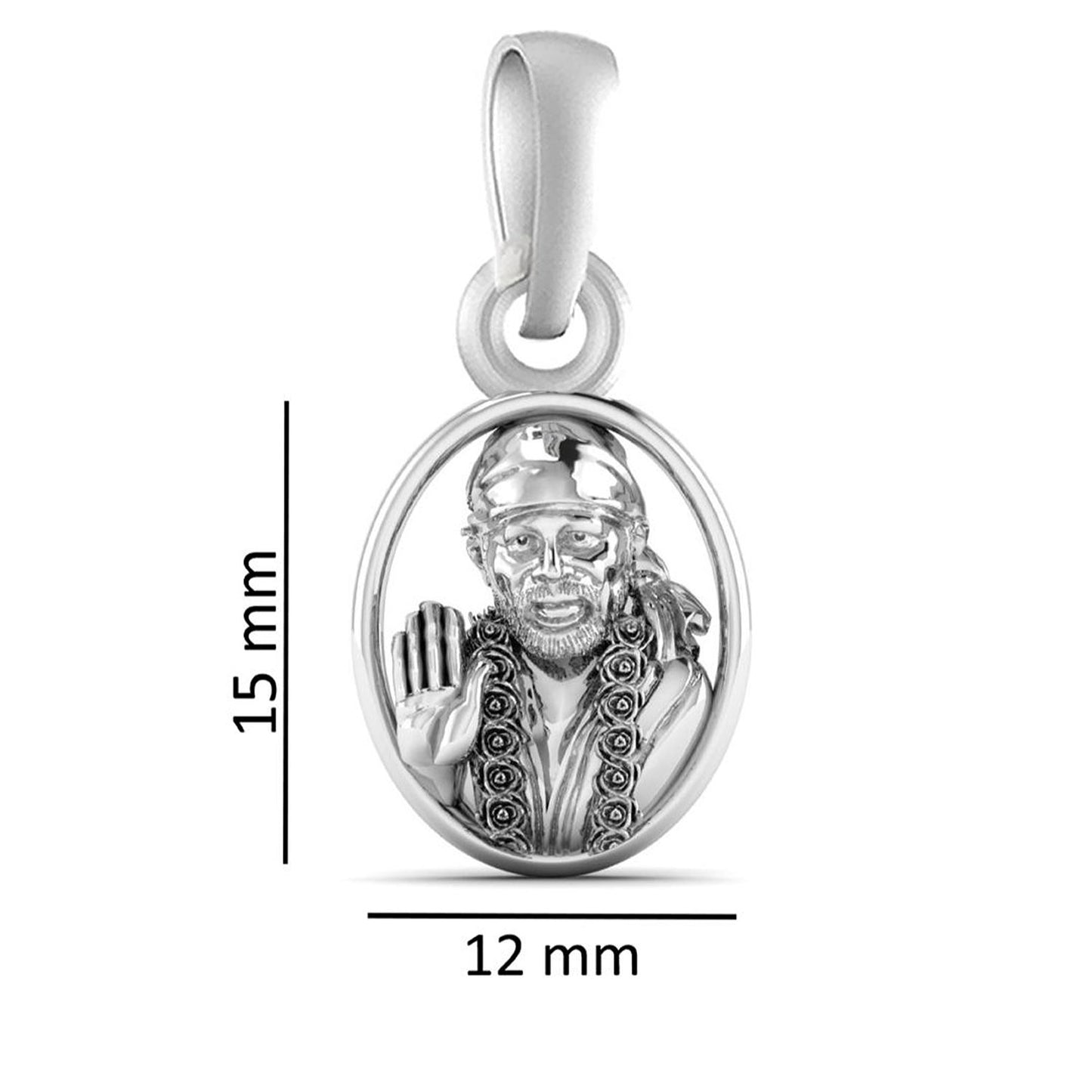 AKSHAT SAPPHIRE Sterling Silver (Silver with 92.5% purity) God Shree Sai Baba chain Pendant (Pendant with Curb Chain-22 inches) for Men & Women Pure Sterling Silver Lord Sai Baba chain Locket For Good Wealth & Health