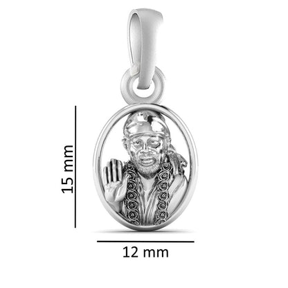 AKSHAT SAPPHIRE Sterling Silver (Silver with 92.5% purity) God Shree Sai Baba chain Pendant (Pendant with Curb Chain-22 inches) for Men & Women Pure Sterling Silver Lord Sai Baba chain Locket For Good Wealth & Health