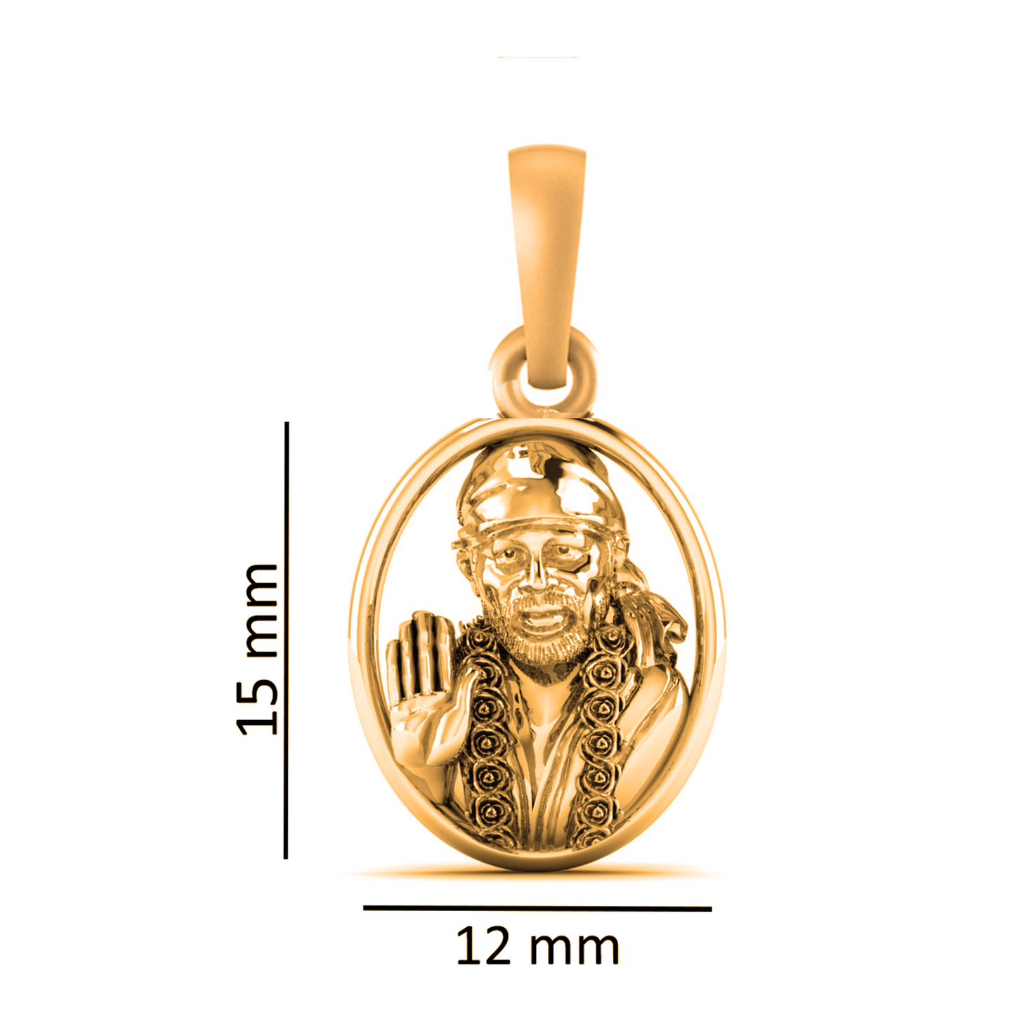 22KT Gold Plated Sterling Silver (92.5% Purity) Pure Silver God Shree Sai Baba chain Pendant (Locket with Curb Chain-22 inches) for Men & Women