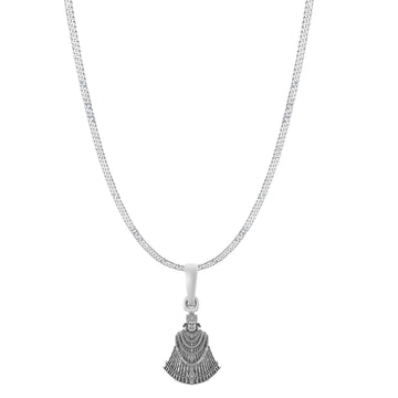 Akshat Sapphire Sterling Silver (92.5% purity) God Baba Khatu Shyam Chain Pendant (Pendant with Curb Chain-22 inches) for Men & Women Pure Silver Lord Baba Khatu Shyam Chain Locket for Good Health & Wealth