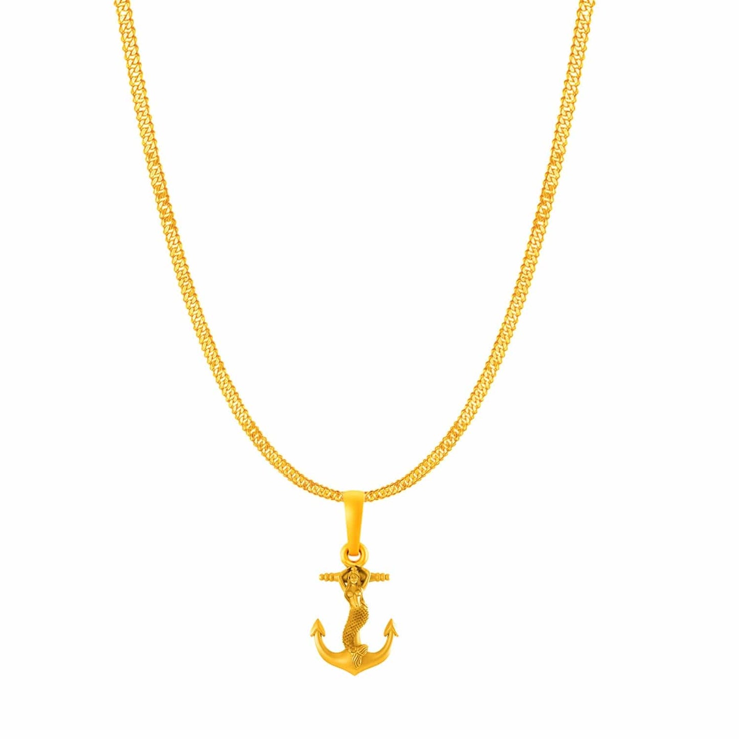 22KT Gold Plated Sterling Silver (92.5% Purity) Pure Silver Ship Curb Chain Pendant (Locket with Curb Chain-22 inches) for Men & Women