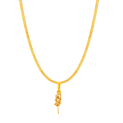 22KT Gold Plated Silver (92.5% Purity) Pure Silver Stylish and Fashionable Happy Dancing girl Chain Pendant (Locket with Curb Chain-22 inches) for Men