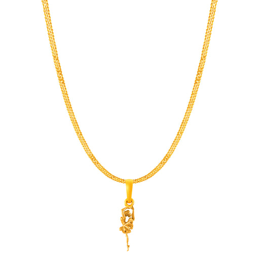 22KT Gold Plated Silver (92.5% Purity) Pure Silver Stylish and Fashionable Happy Dancing girl Chain Pendant (Locket with Curb Chain-22 inches) for Men